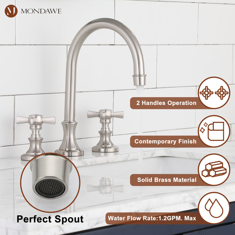 Brushed Nickel 8" Widespread 2-Handle Bathroom Faucet