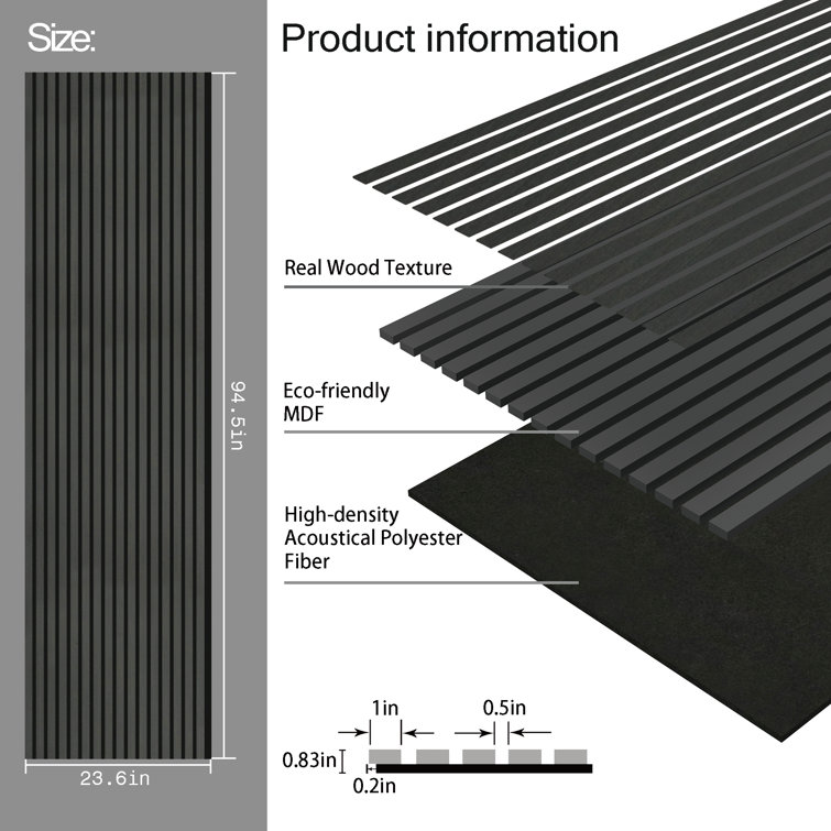 Black Oak 94.5'' x 23.6'' 3D Acoustic Wall Panels