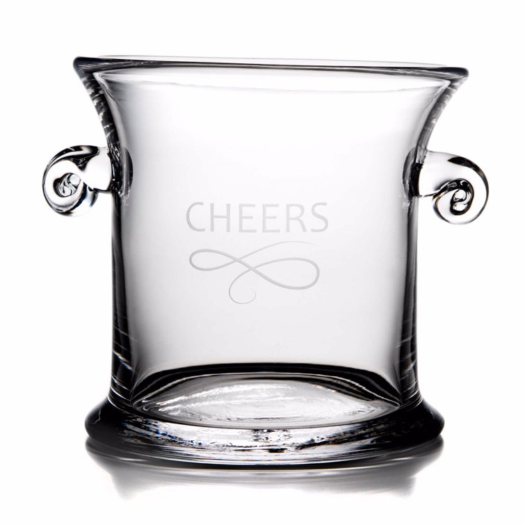 Medium Clear Glass Ice Bucket with Spiral Handles