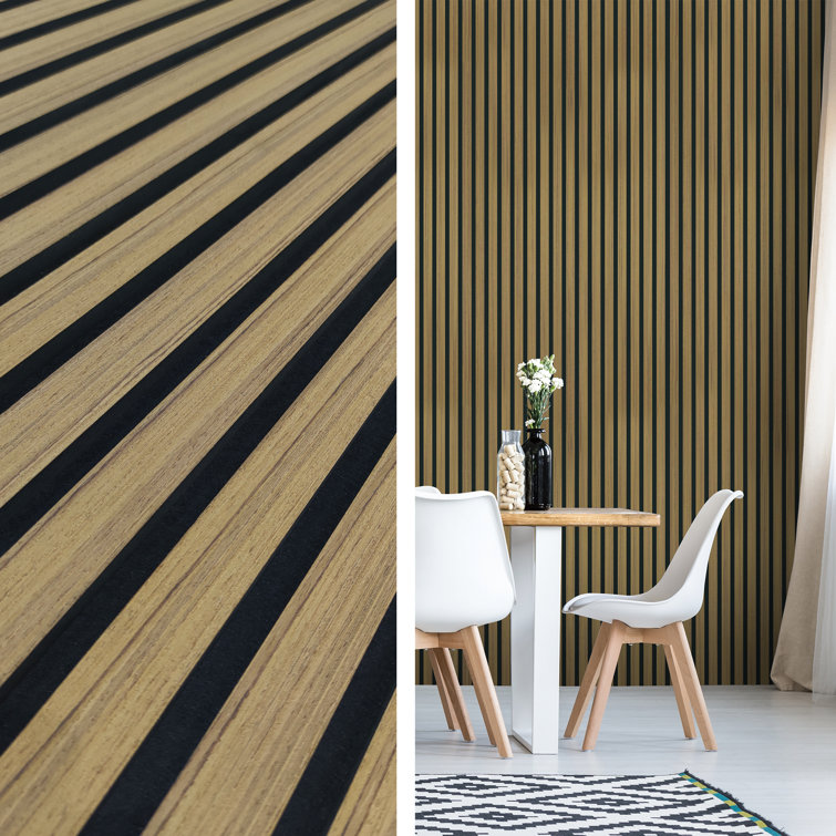 Teak 94.5'' x 23.6'' 3D Acoustic Wood Slat Wall Paneling