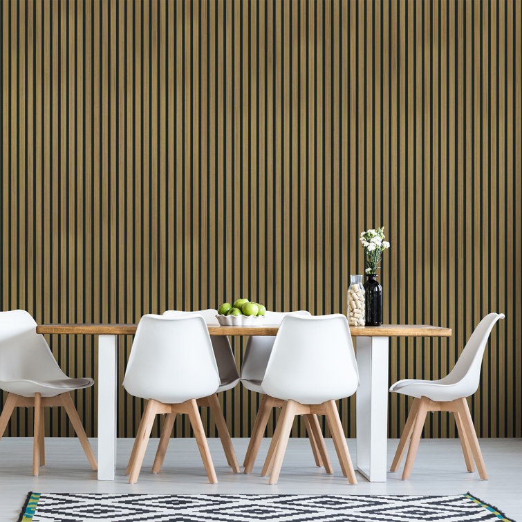 Teak 94.5'' x 23.6'' 3D Acoustic Wood Slat Wall Paneling