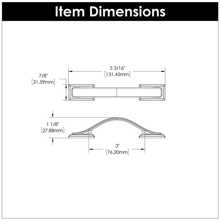Dover Chrome 3" Solid Core Kitchen Cabinet Pull