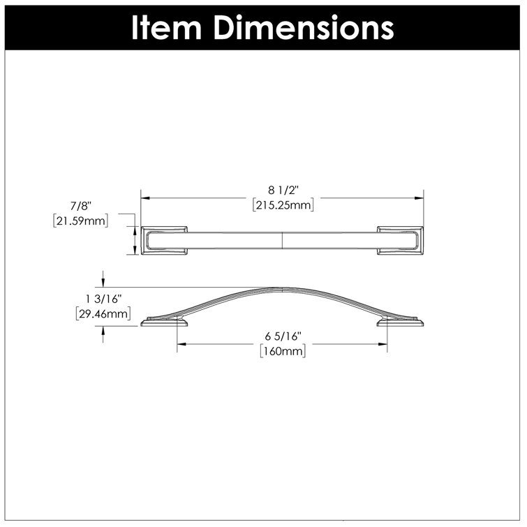 Brushed Golden Brass 6-5/16" Cabinet Bar Pulls, 5-Pack