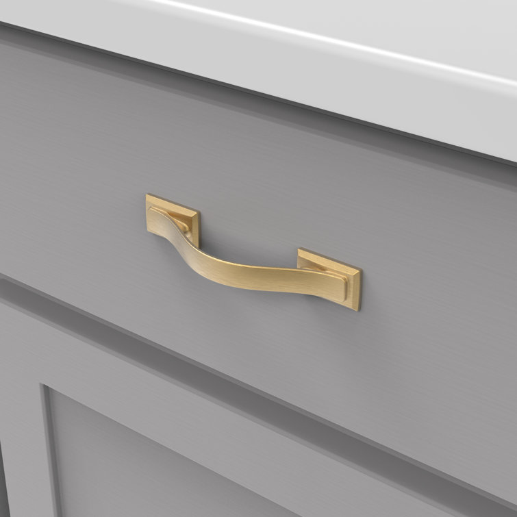 Brushed Golden Brass Kitchen Cabinet Handles 10-Pack