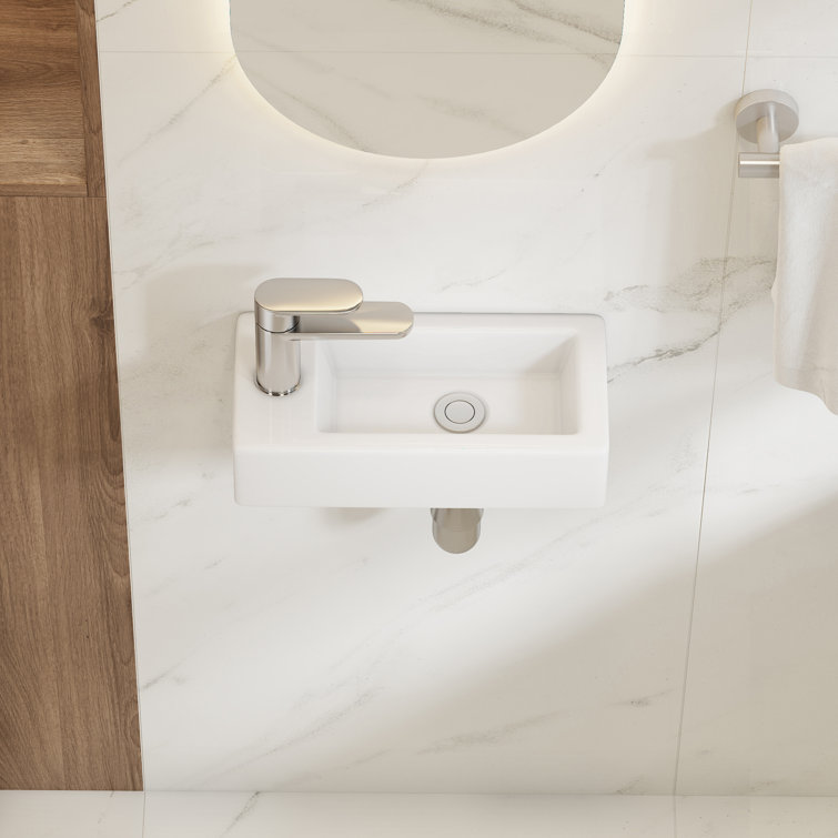 Turner 14" x 7" White Ceramic Rectangular Wall-Mount Bathroom Sink