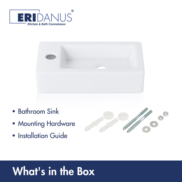 Turner 14" x 7" White Ceramic Rectangular Wall-Mount Bathroom Sink