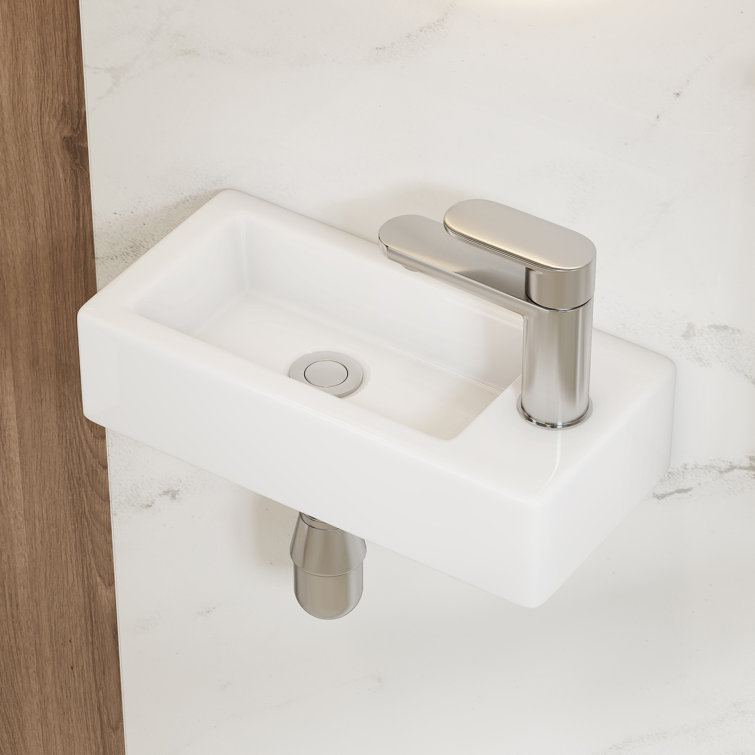 Turner 14" x 7" White Ceramic Rectangular Wall Mount Bathroom Sink