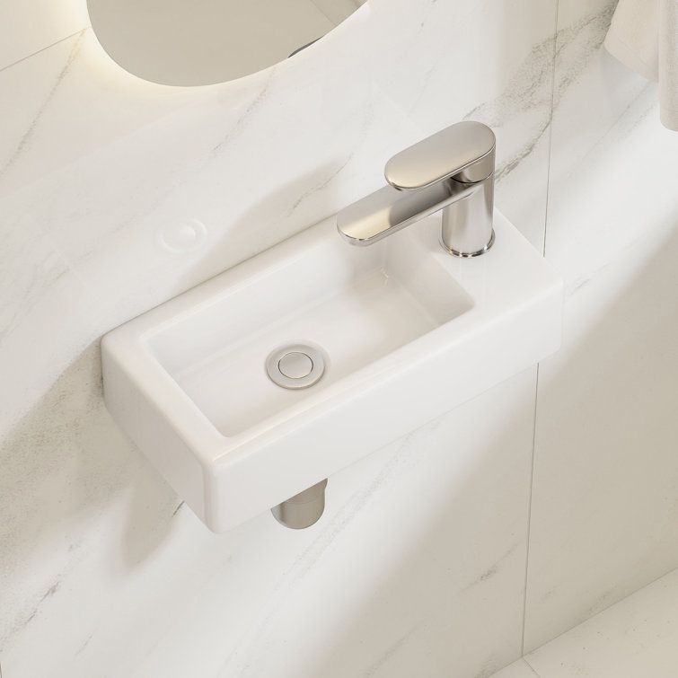 Turner 14" x 7" White Ceramic Rectangular Wall Mount Bathroom Sink