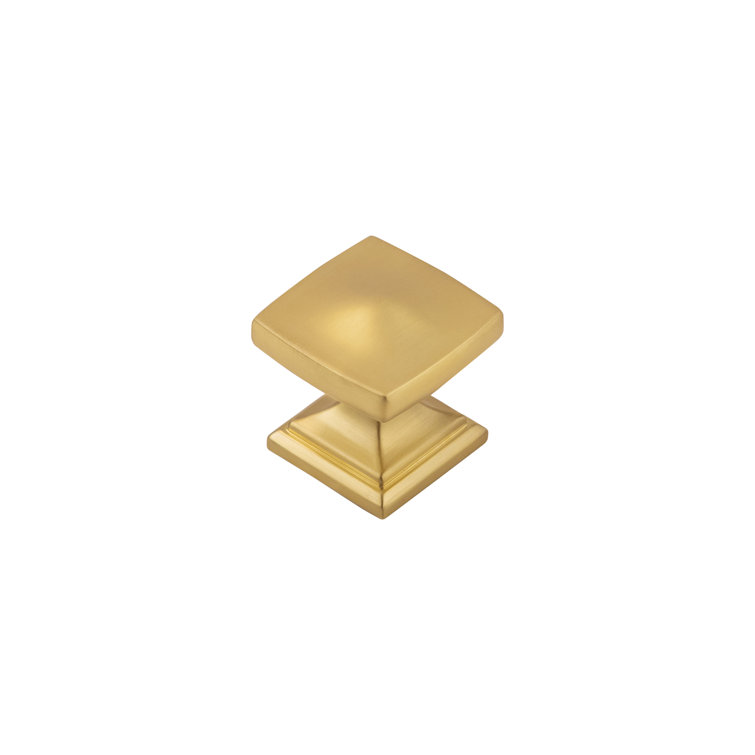 Brushed Golden Brass Square Cabinet Knob 10-Pack