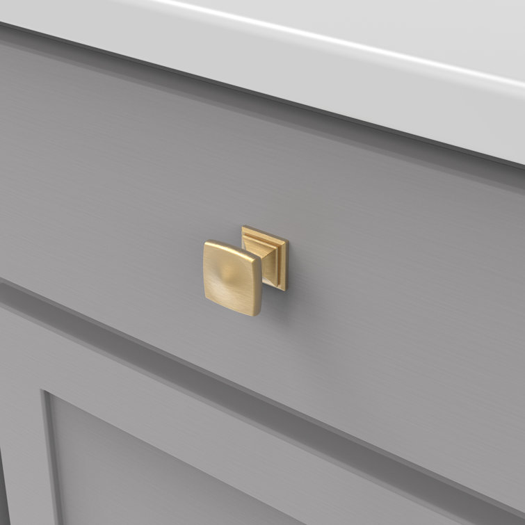 Brushed Golden Brass Square Cabinet Knob 10-Pack