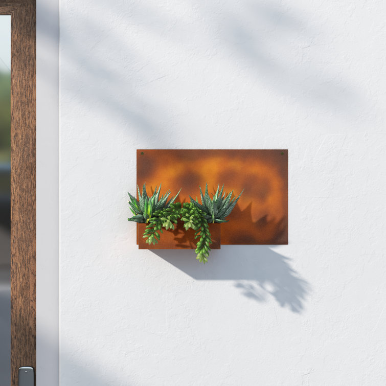 Rustic Galvanized Metal Rectangular Wall Planter for Indoor/Outdoor
