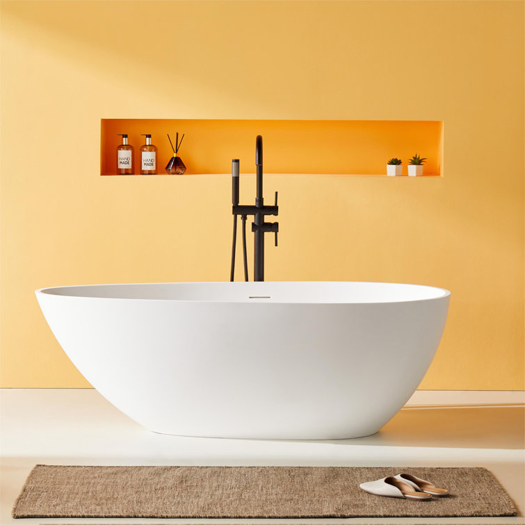 59'' Matte White Acrylic Freestanding Soaking Bathtub