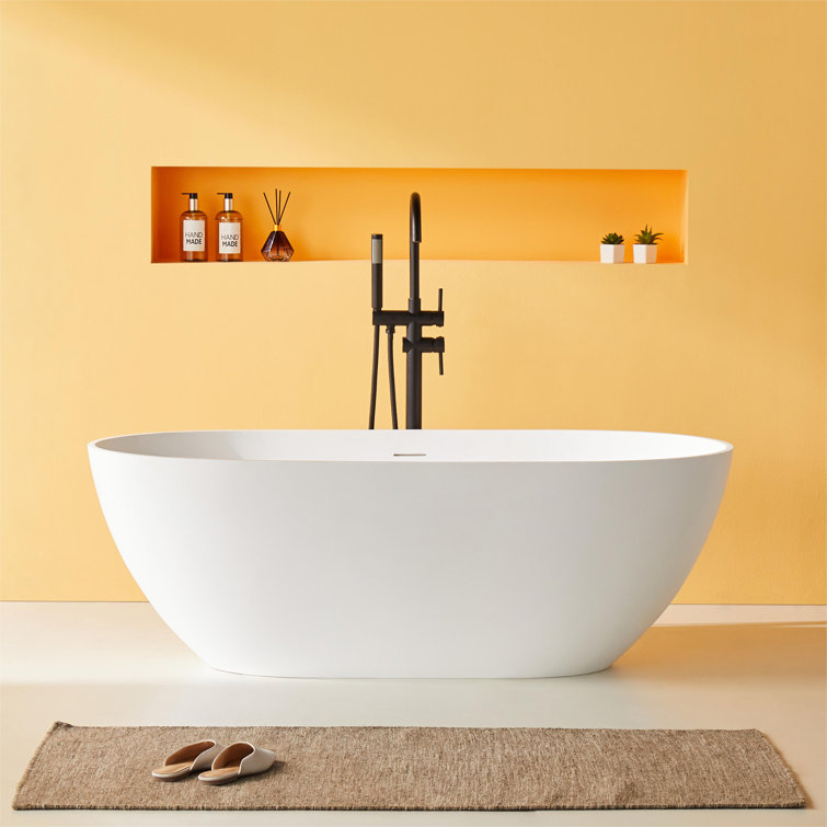 69'' Matte White Freestanding Acrylic Soaking Bathtub