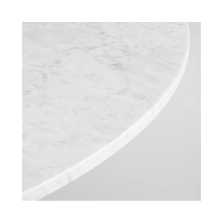48" Round Black Ash Wood Base Dining Table with White Marble Top