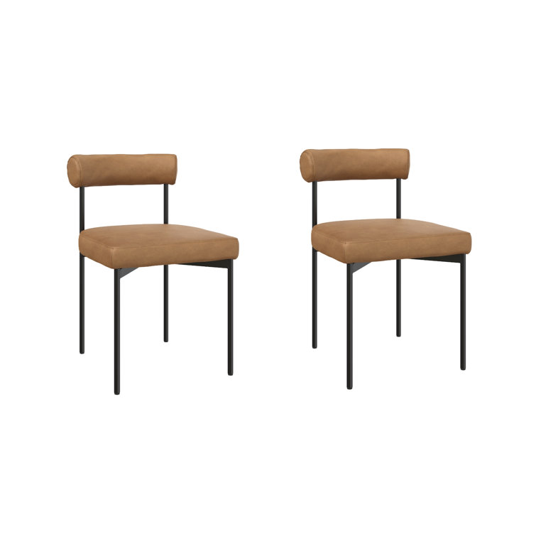 Dahlia Light Brown Faux Leather Upholstered Side Chair with Black Metal Frame