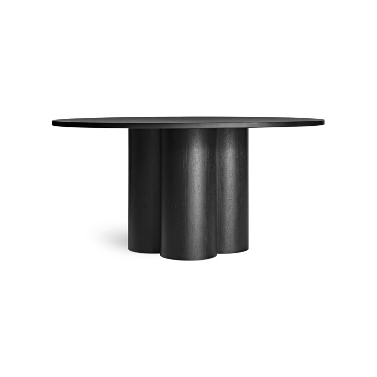 Black Ash Round Wood Dining Table with Clover Pedestal