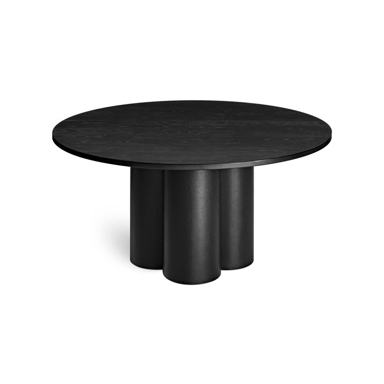 Black Ash Round Wood Dining Table with Clover Pedestal