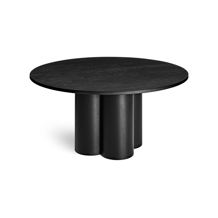 Black Ash Round Wood Dining Table with Clover Pedestal