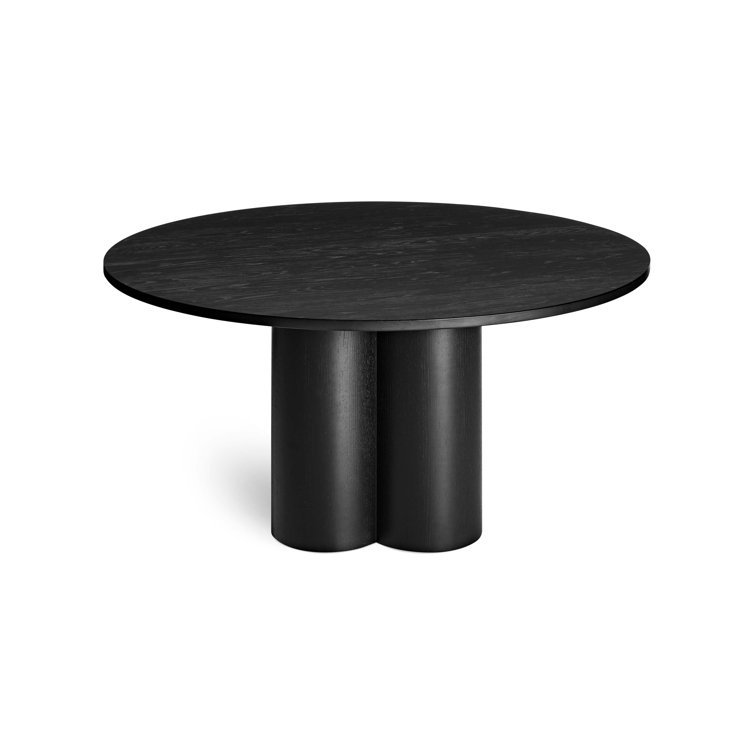 Black Ash Round Wood Dining Table with Clover Pedestal