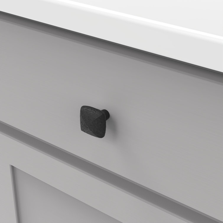 Black Iron Rustic Square Mushroom Knob with Mounting Hardware