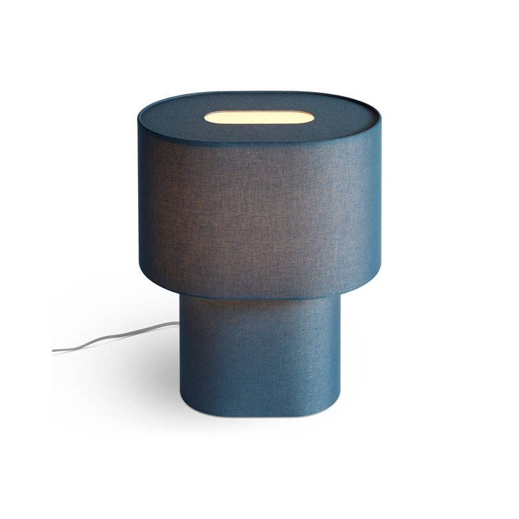 Navy Fabric Modern Table Lamp with Oval Shade