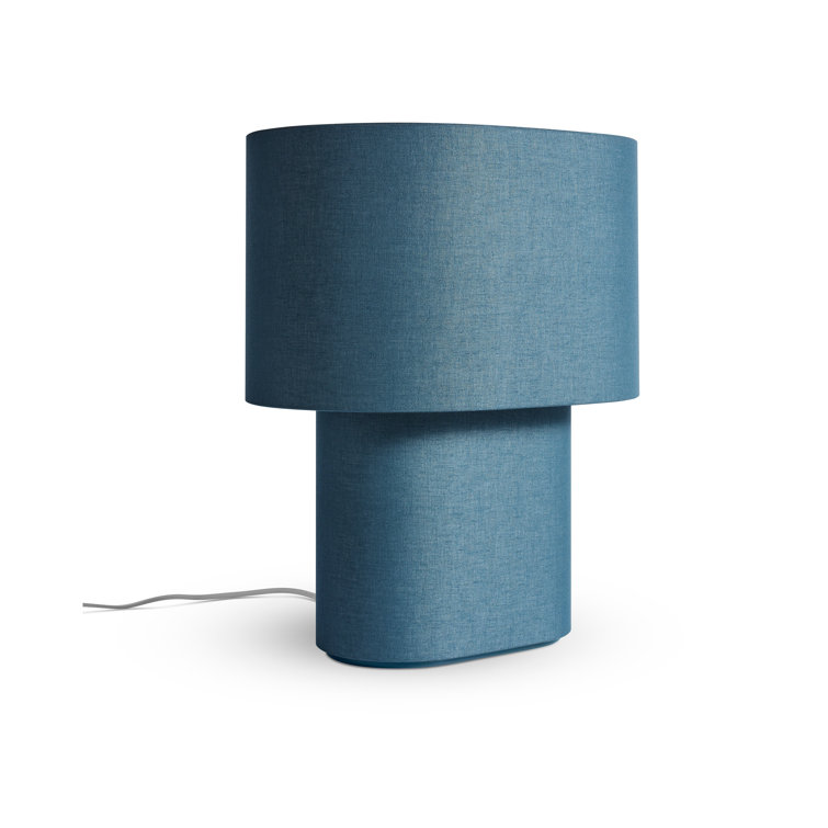 Navy Fabric Modern Table Lamp with Oval Shade
