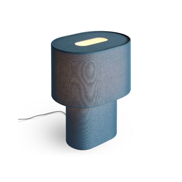 Navy Fabric Modern Table Lamp with Oval Shade