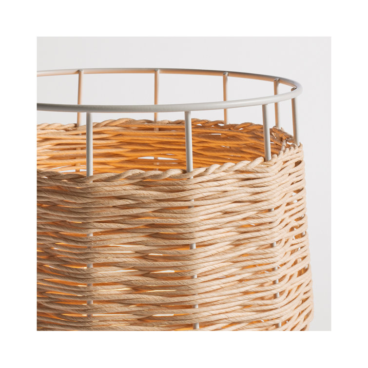 Natural Rattan and White Metal Table Lamp
