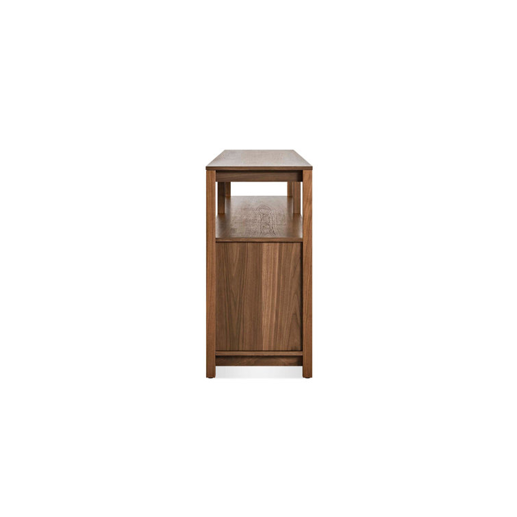 Walnut Wood Low Bookcase with Storage, 26" H x 80" W x 13" D