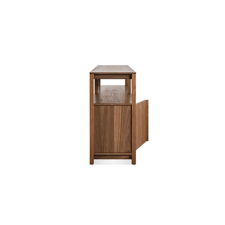 Walnut Wood Low Bookcase with Storage, 26" H x 80" W x 13" D