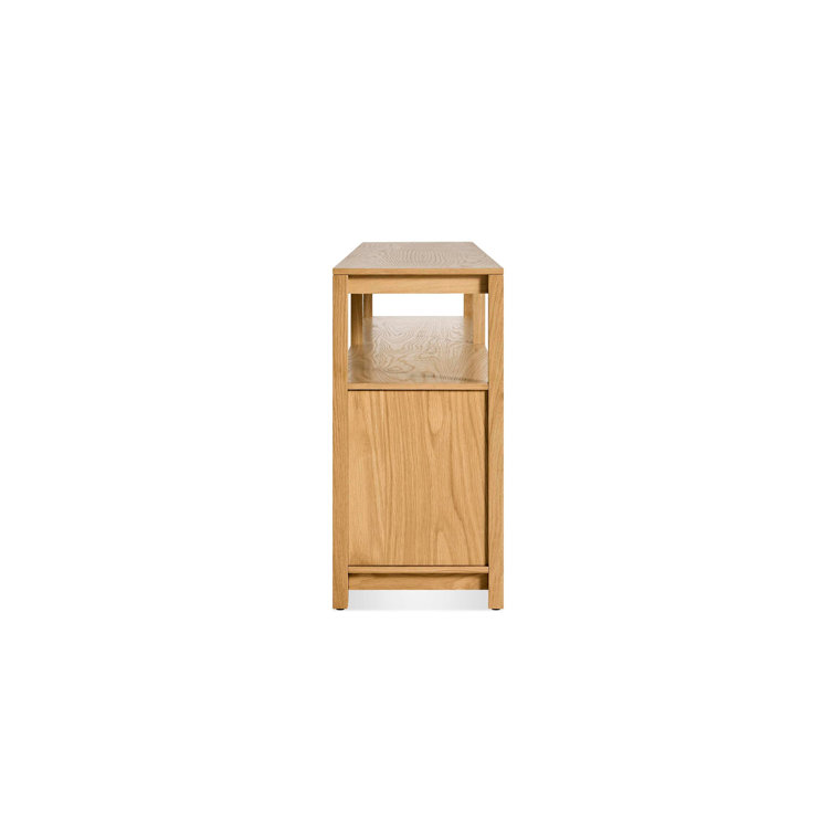 White Oak Low Bookcase with Storage and Open Shelves