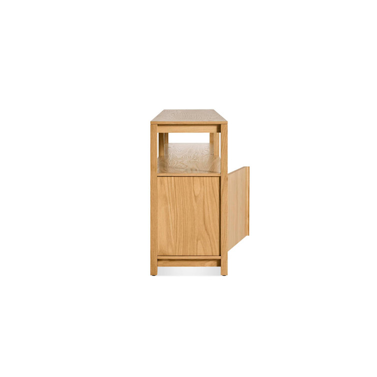 White Oak Low Bookcase with Storage and Open Shelves