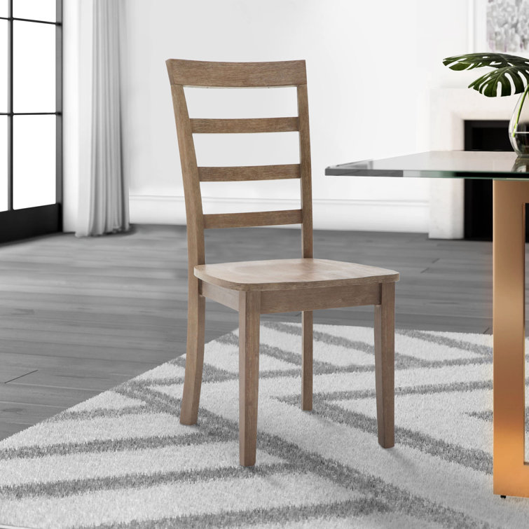 Minimalist Brown Rubberwood Ladderback Side Chair