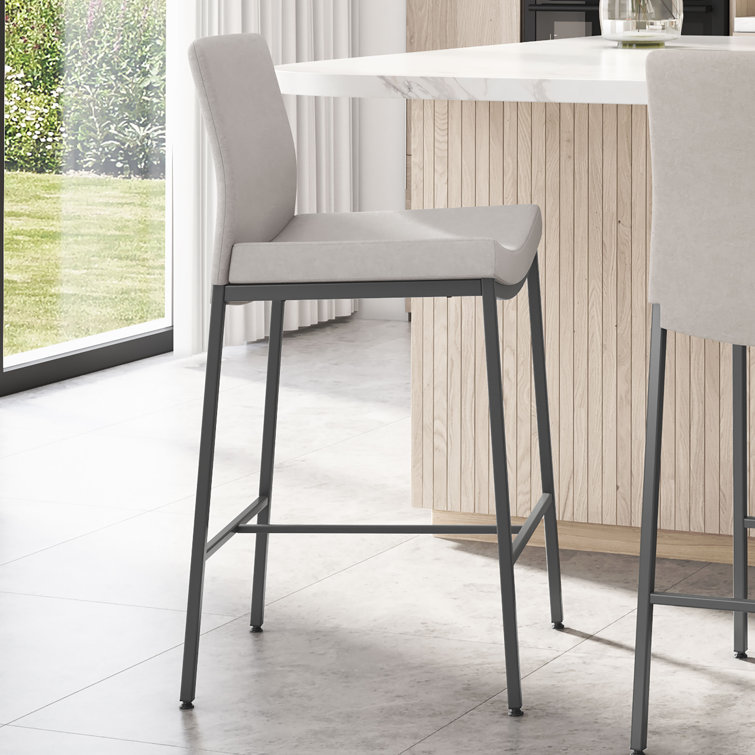 Torres 26'' Light Grey Polyurethane Counter Stool with Dark Grey Metal Frame