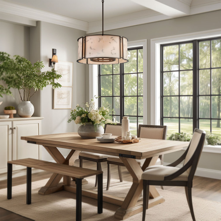 Hellenic Bronze Poly Alabaster 6-Light Indoor/Outdoor Drum Pendant