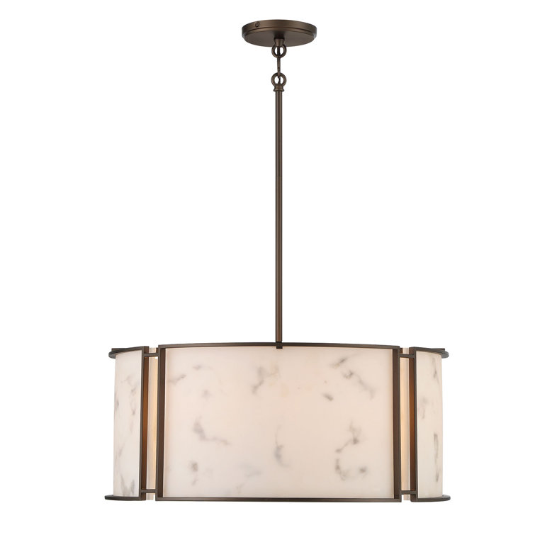 Hellenic Bronze Poly Alabaster 6-Light Indoor/Outdoor Drum Pendant