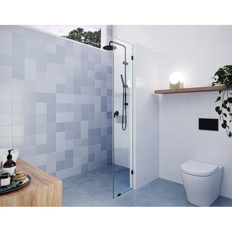 Vela 78" Frameless Matte Black Glass Shower Panel