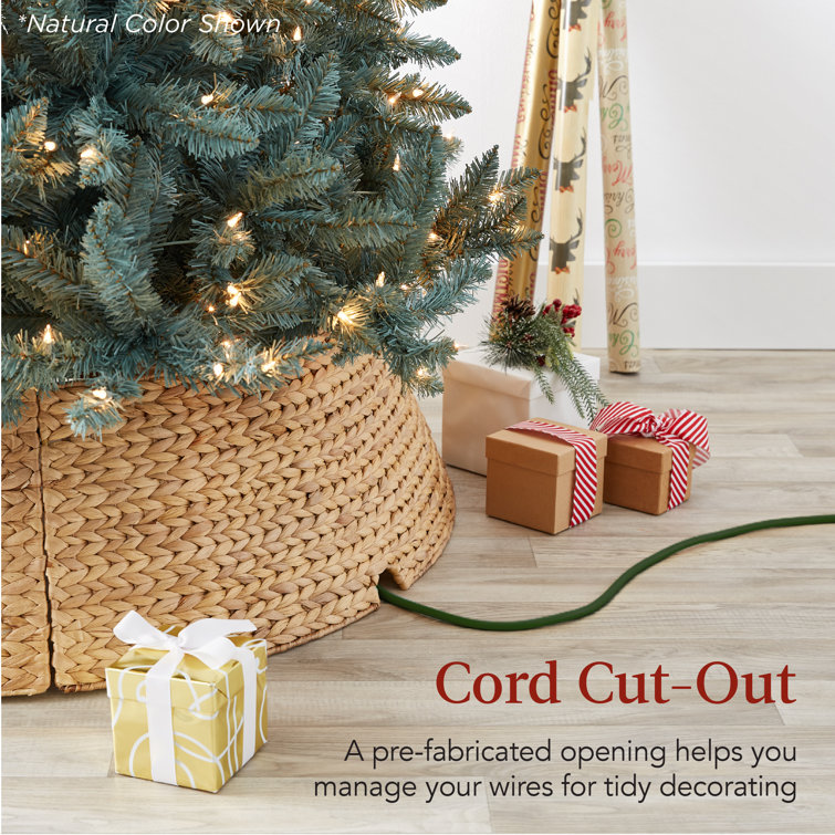 Washed White Woven Hyacinth Christmas Tree Collar