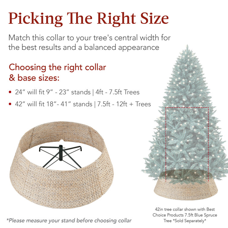 Washed White Woven Hyacinth Christmas Tree Collar