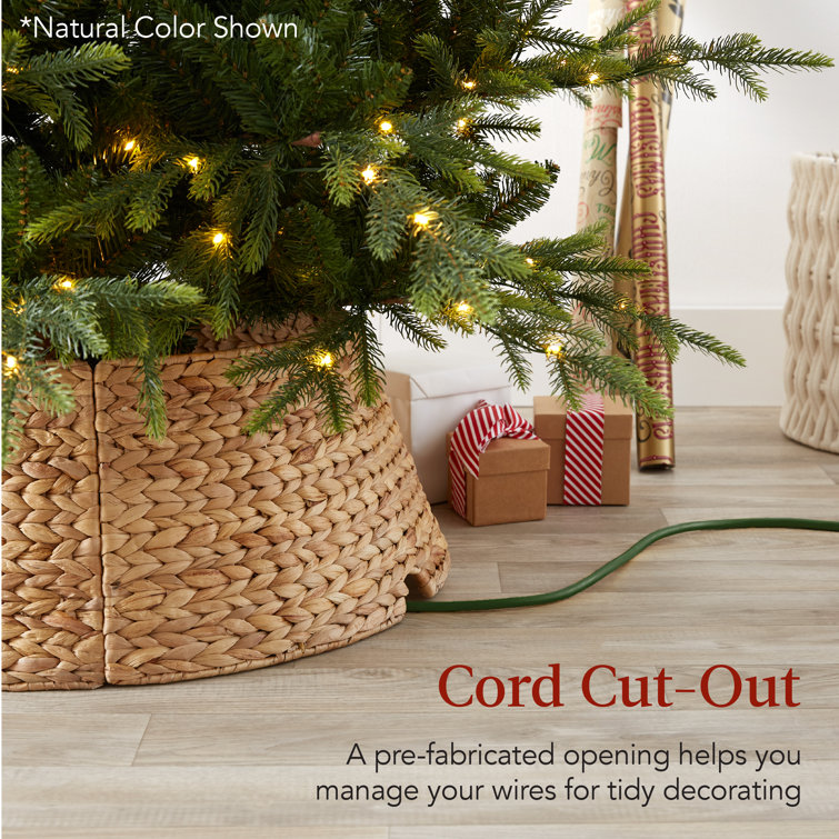 Washed White Woven Hyacinth Christmas Tree Collar