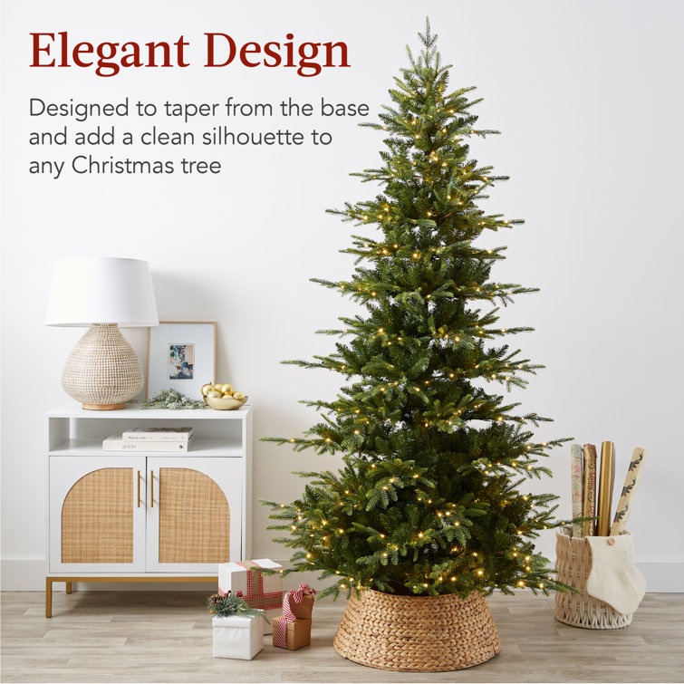 Natural Woven Hyacinth Christmas Tree Collar with Cord Cut-Out