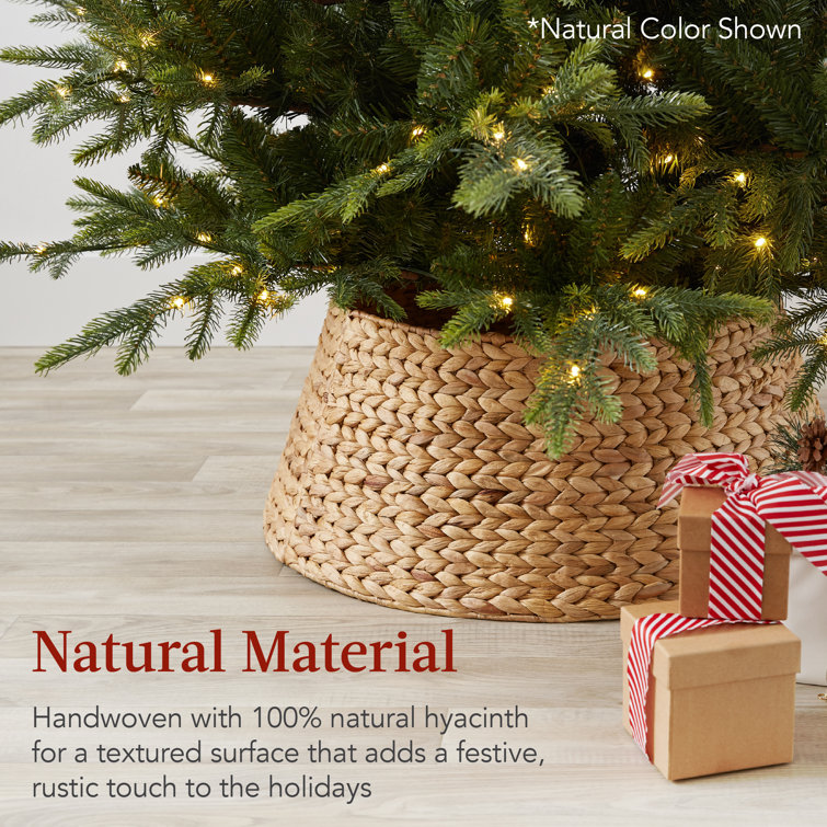 Washed White Woven Hyacinth Christmas Tree Collar