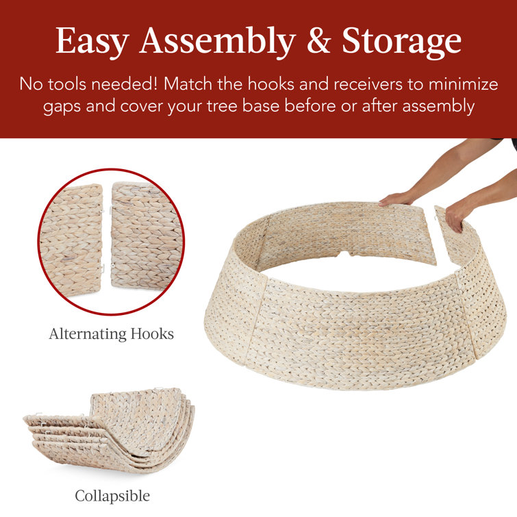 Washed White Woven Hyacinth Christmas Tree Collar