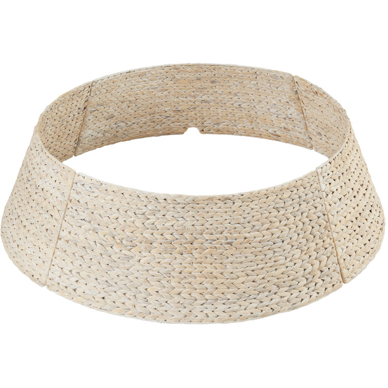 Washed White Woven Hyacinth Christmas Tree Collar