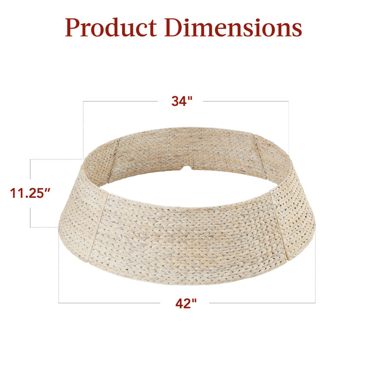 Washed White Woven Hyacinth Christmas Tree Collar