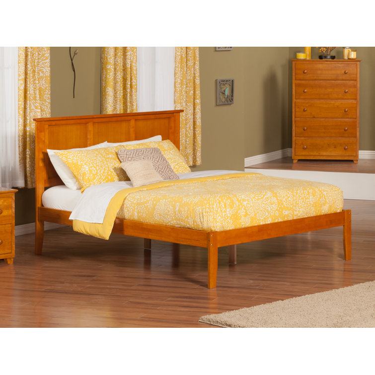 Madison Queen Walnut Upholstered Platform Bed with Storage Drawer