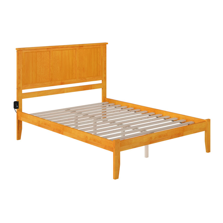 Madison Queen Walnut Upholstered Platform Bed with Storage Drawer