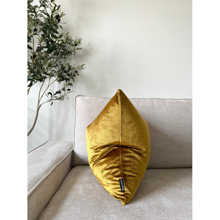 Honey Gold Velvet Medium Square Decorative Pillow