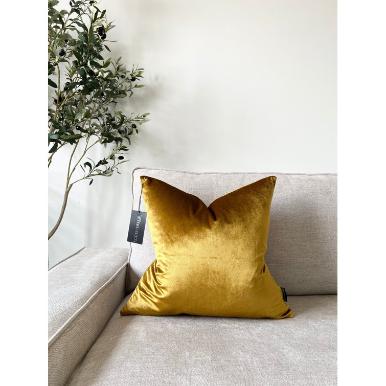 Honey Gold Velvet Medium Square Decorative Pillow