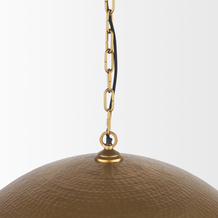 Antiqued Gold Hammered Brass Dome Pendant Light